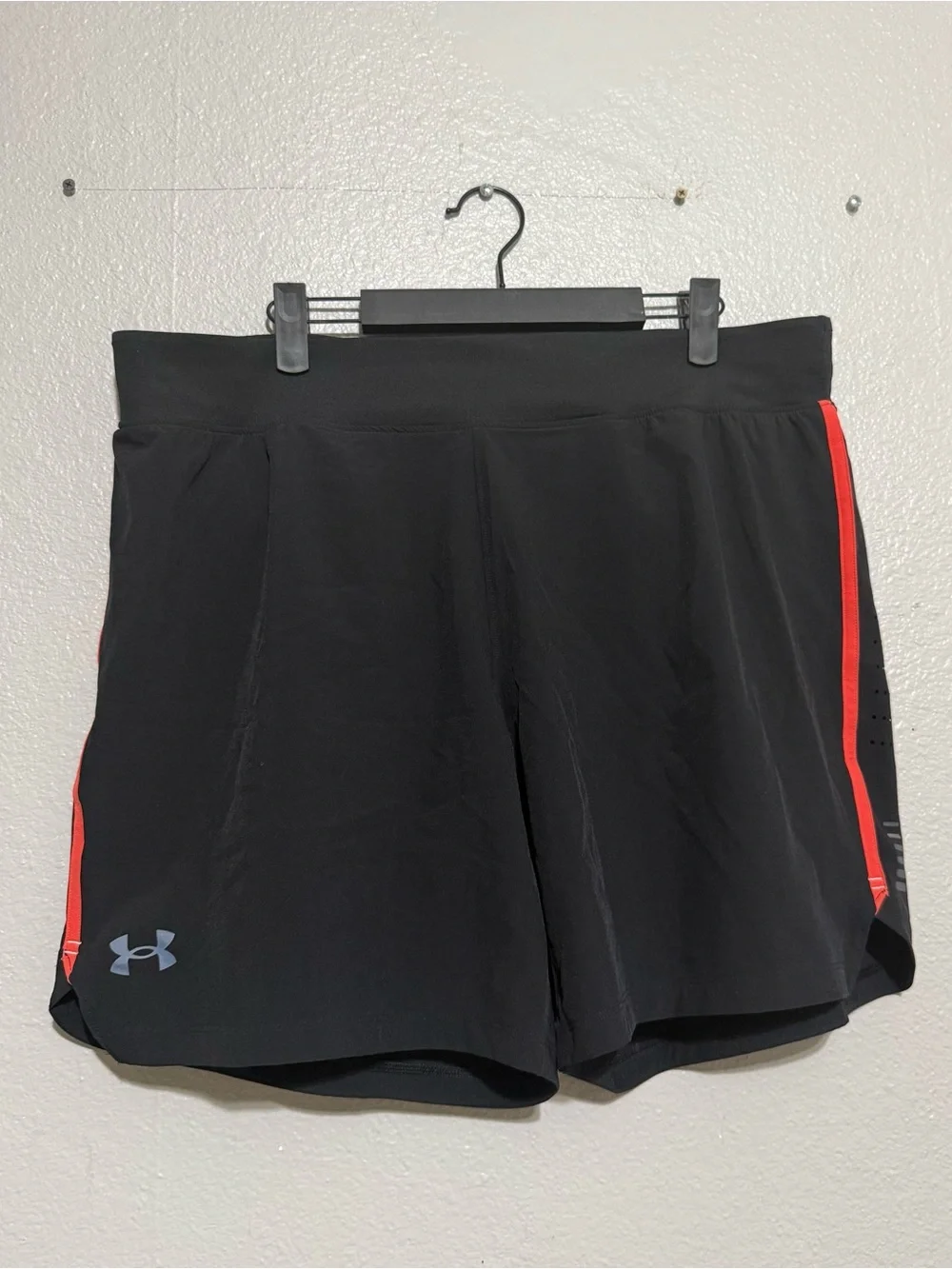 Under Armour Black Athletic Shorts with Red Side Stripe